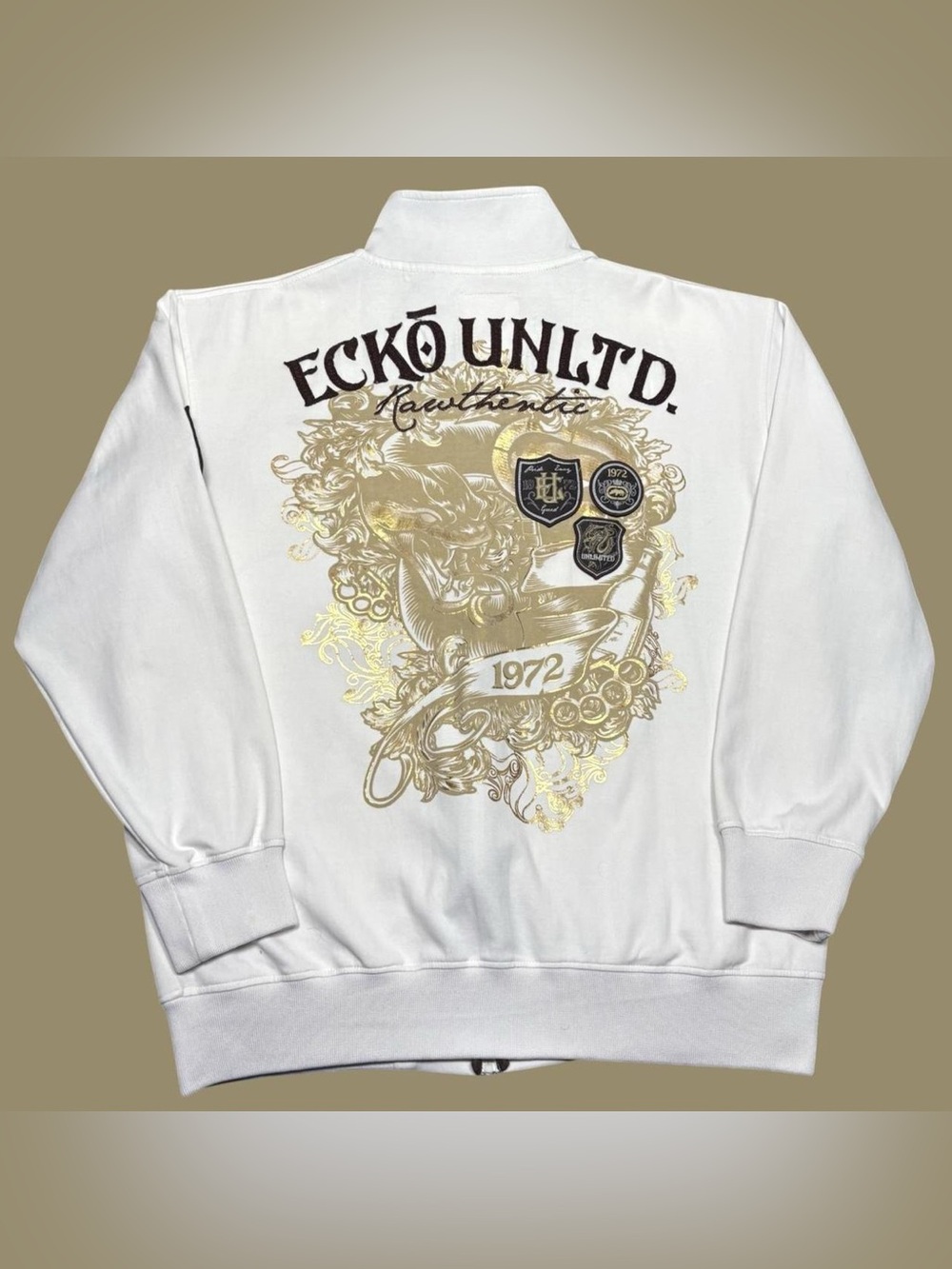 Vintage Y2K 2000s Ecko Unlimited Slither Snake Track Jacket White Men’s Size XL